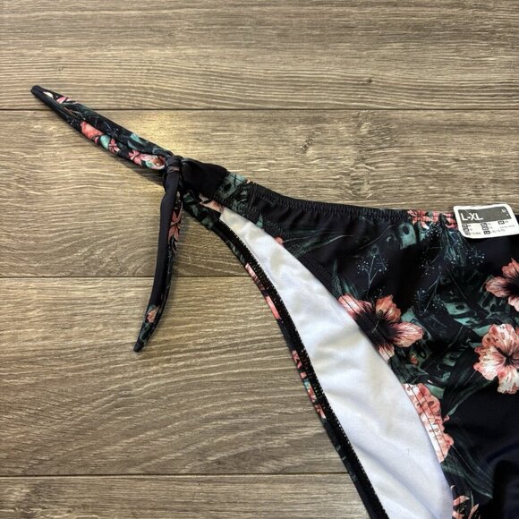 Aqua La Vie En Rose Bikini BOTTOM ONLY Full Lined Tie-Side Floral Print L/XL NEW - Picture 3 of 10